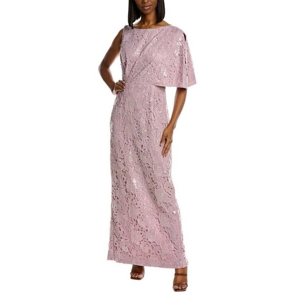 JS Collections Womens Size 4 Purple Arabella Lace Sequin Formal Long Gown Dress - Picture 1 of 16